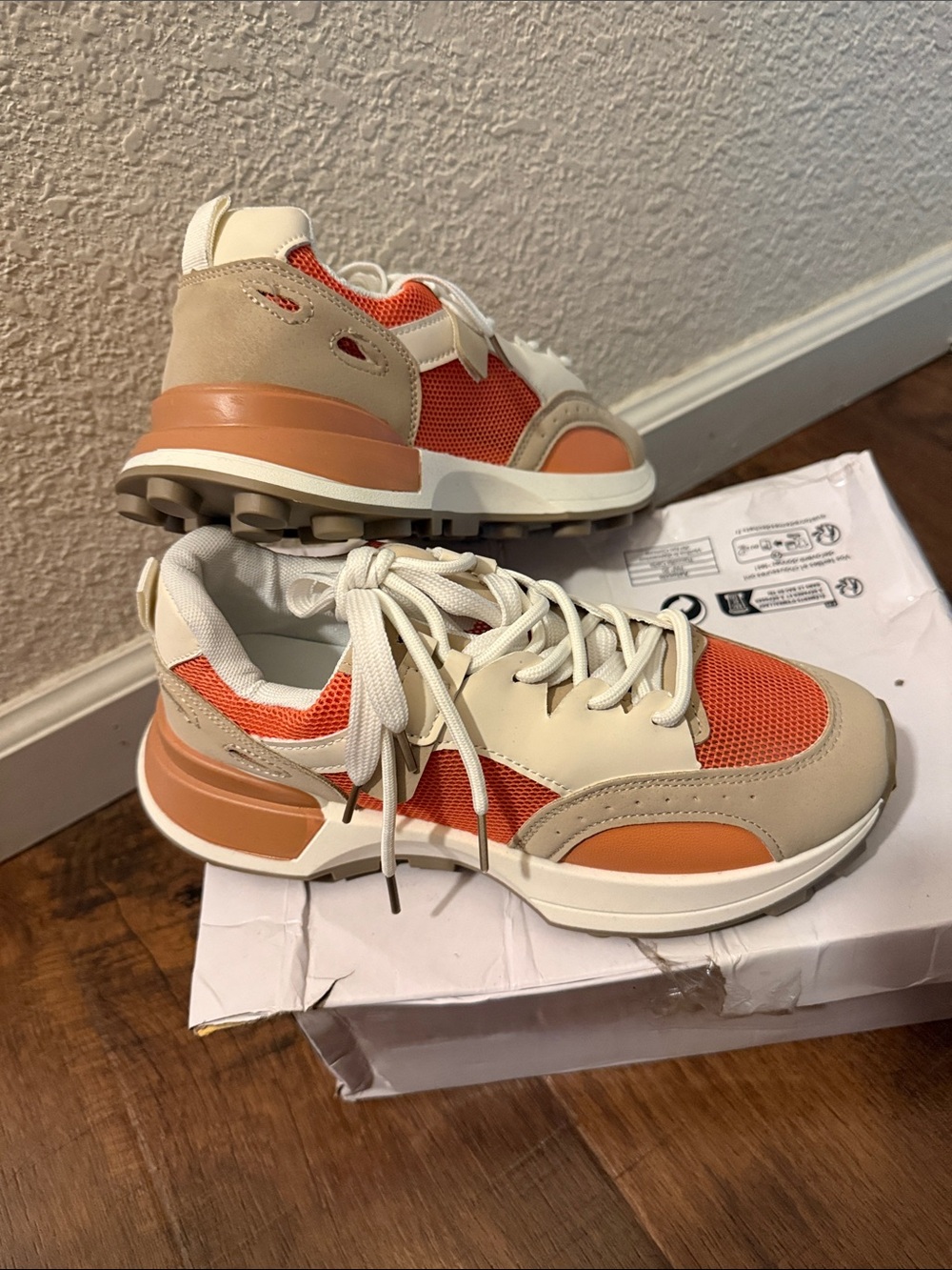 Orange & Cream Athletic Sneakers